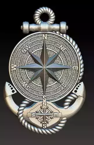 compass and anchor pendant 