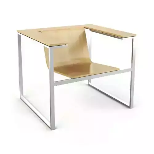 White Wood With Metal Legs Armchair