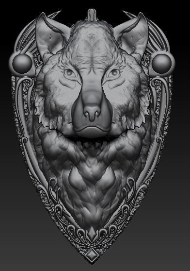 wolf pendant 3D model_1