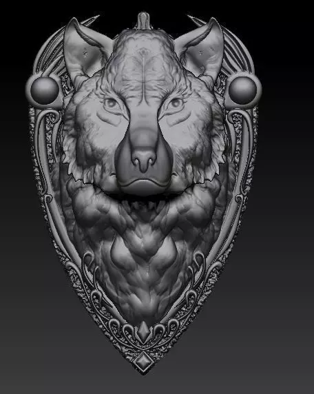 wolf pendant 3D model_0