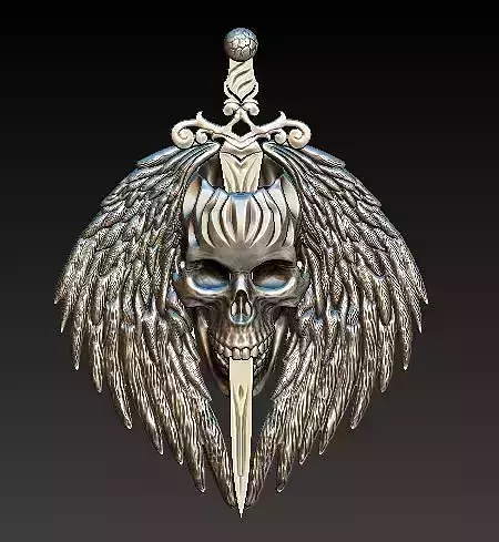 skull and sword pendant