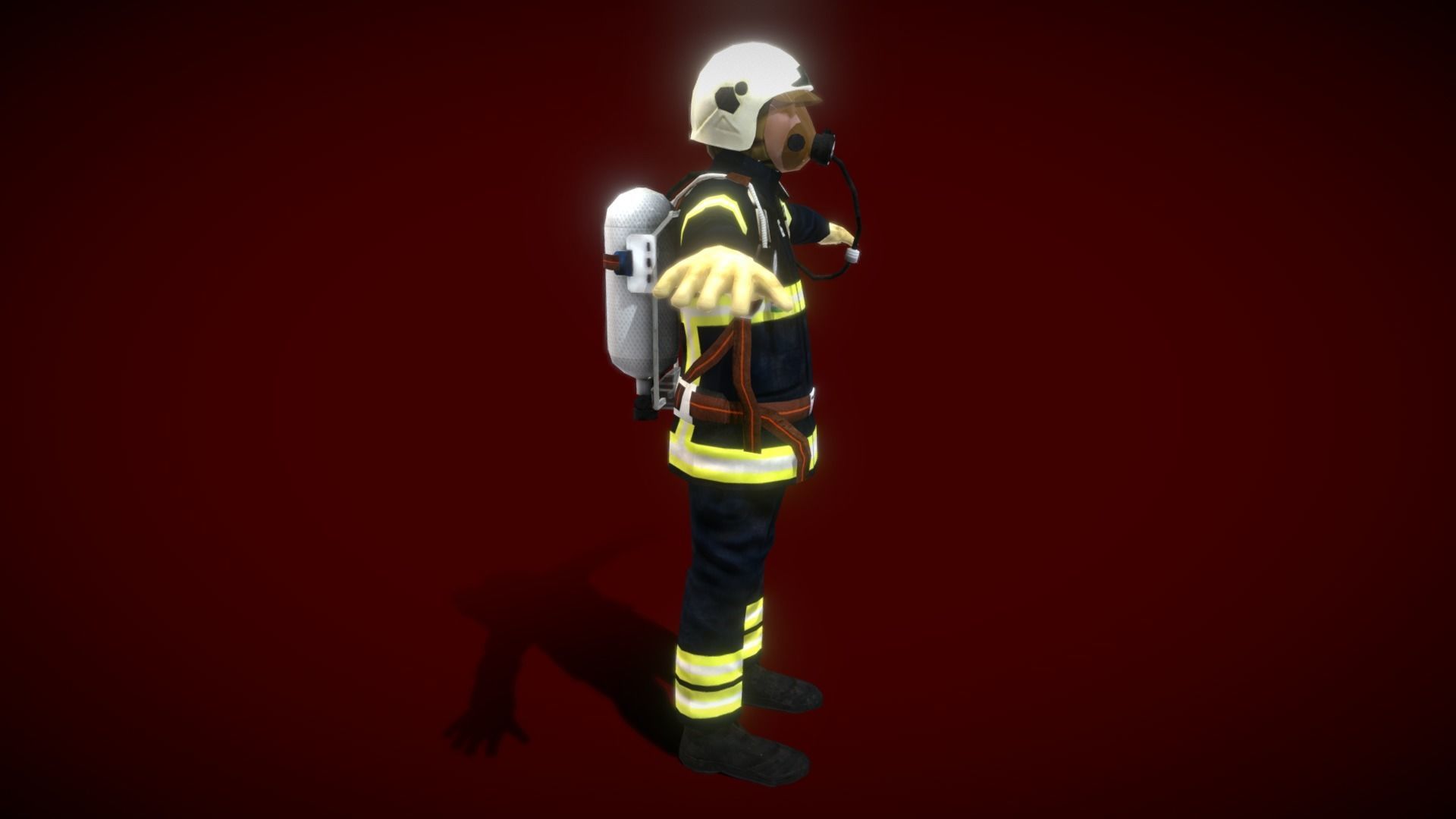 Fire Man V5 Low-poly 3D model_7