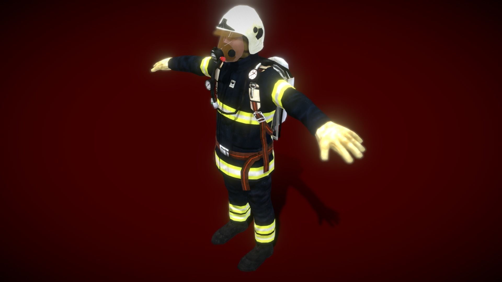 Fire Man V5 Low-poly 3D model_5