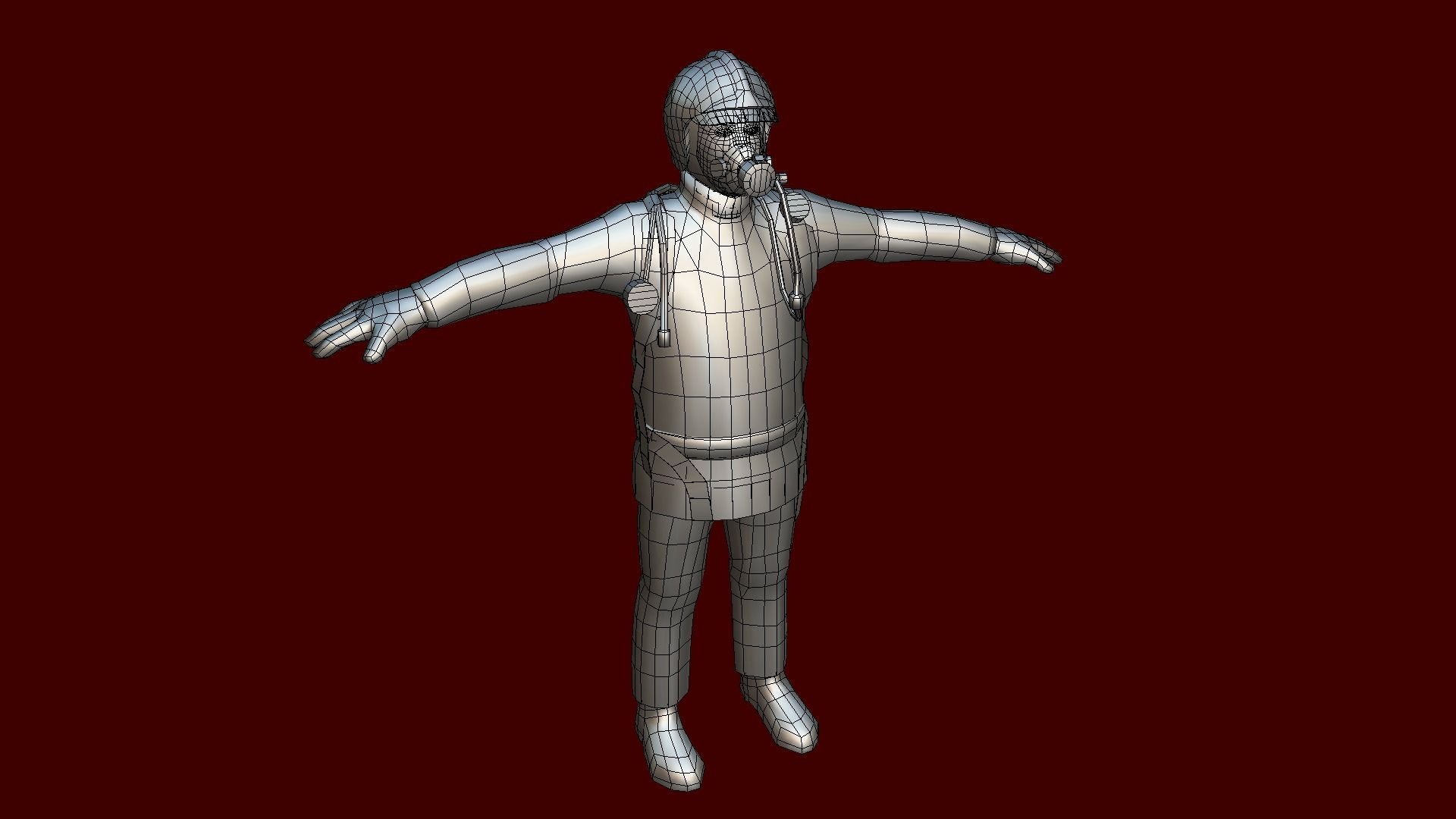 Fire Man V5 Low-poly 3D model_10
