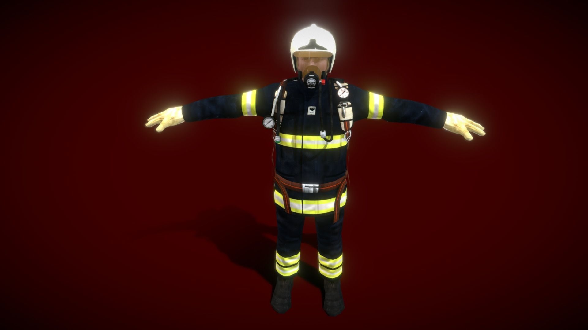 Fire Man V5 Low-poly 3D model_6