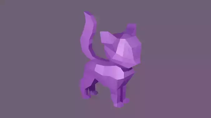 Low-poly cat polygonal Low-poly 3D model