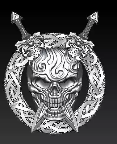 skull and sword pendant