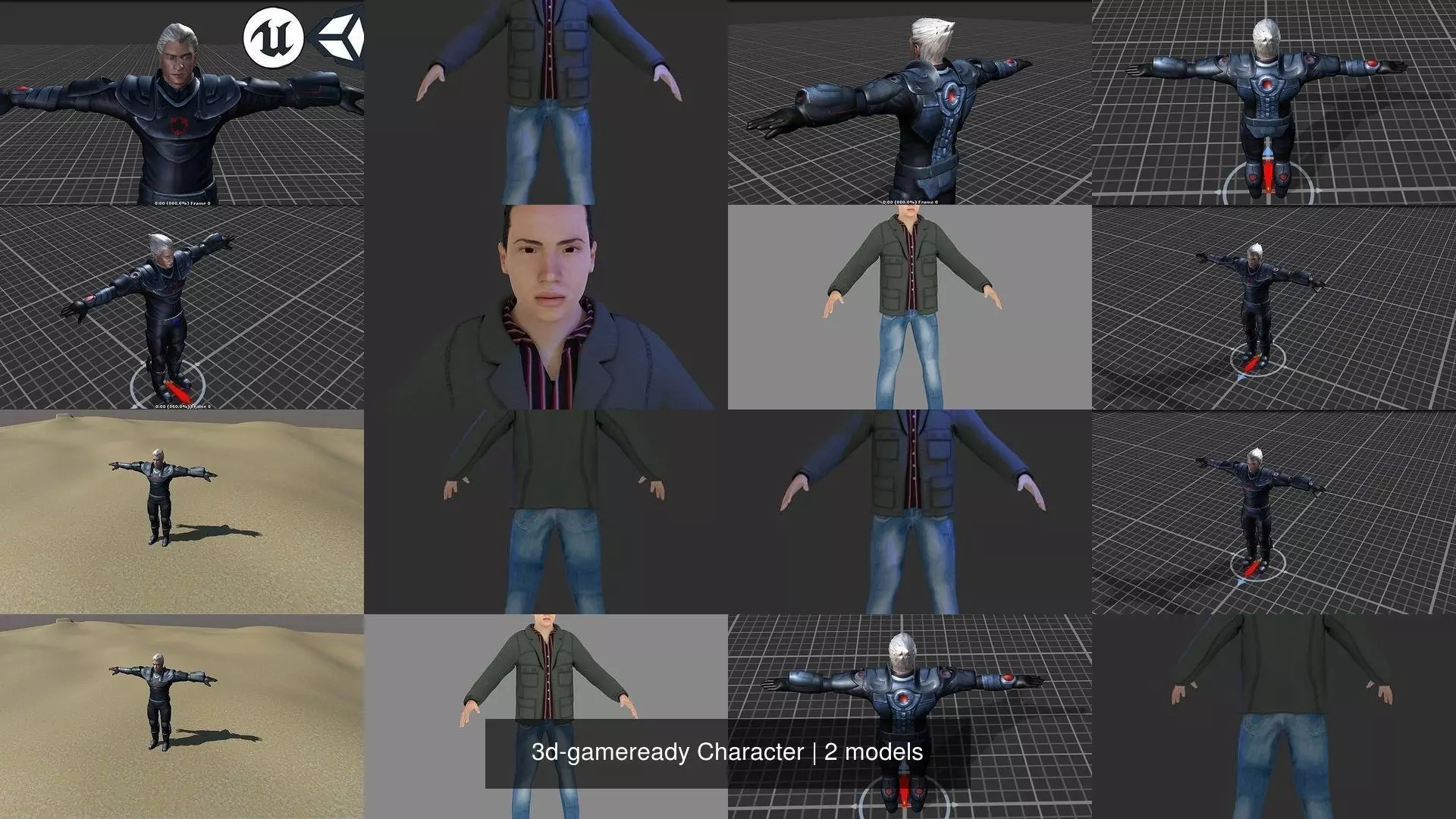 3d-gameready Character man in poses 3D Model Collection_0