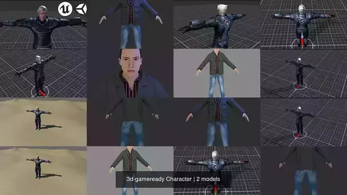 3d-gameready Character man in poses 3D Model Collection