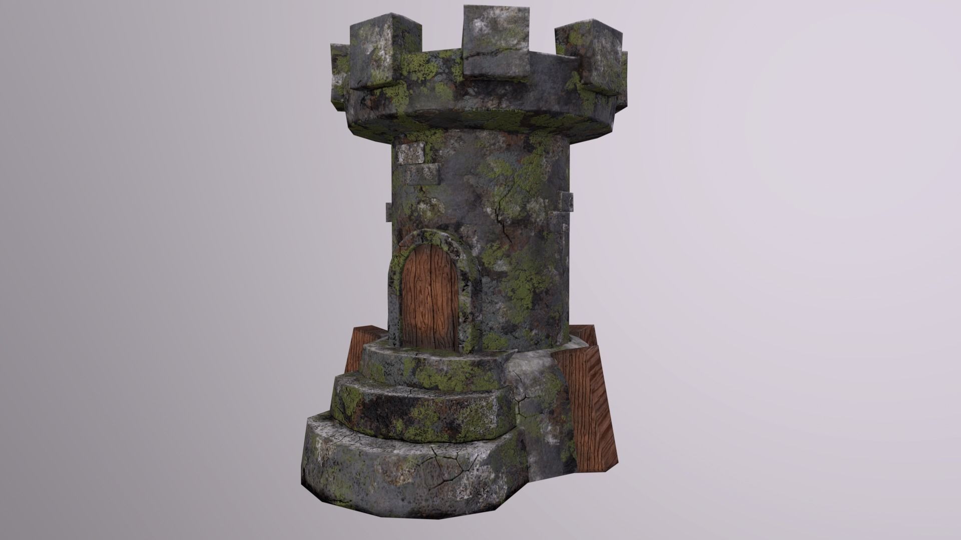 Old Tower for game Low-poly 3D model_2