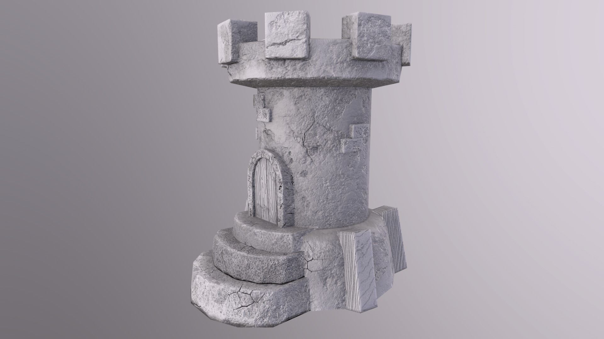 Old Tower for game Low-poly 3D model_15