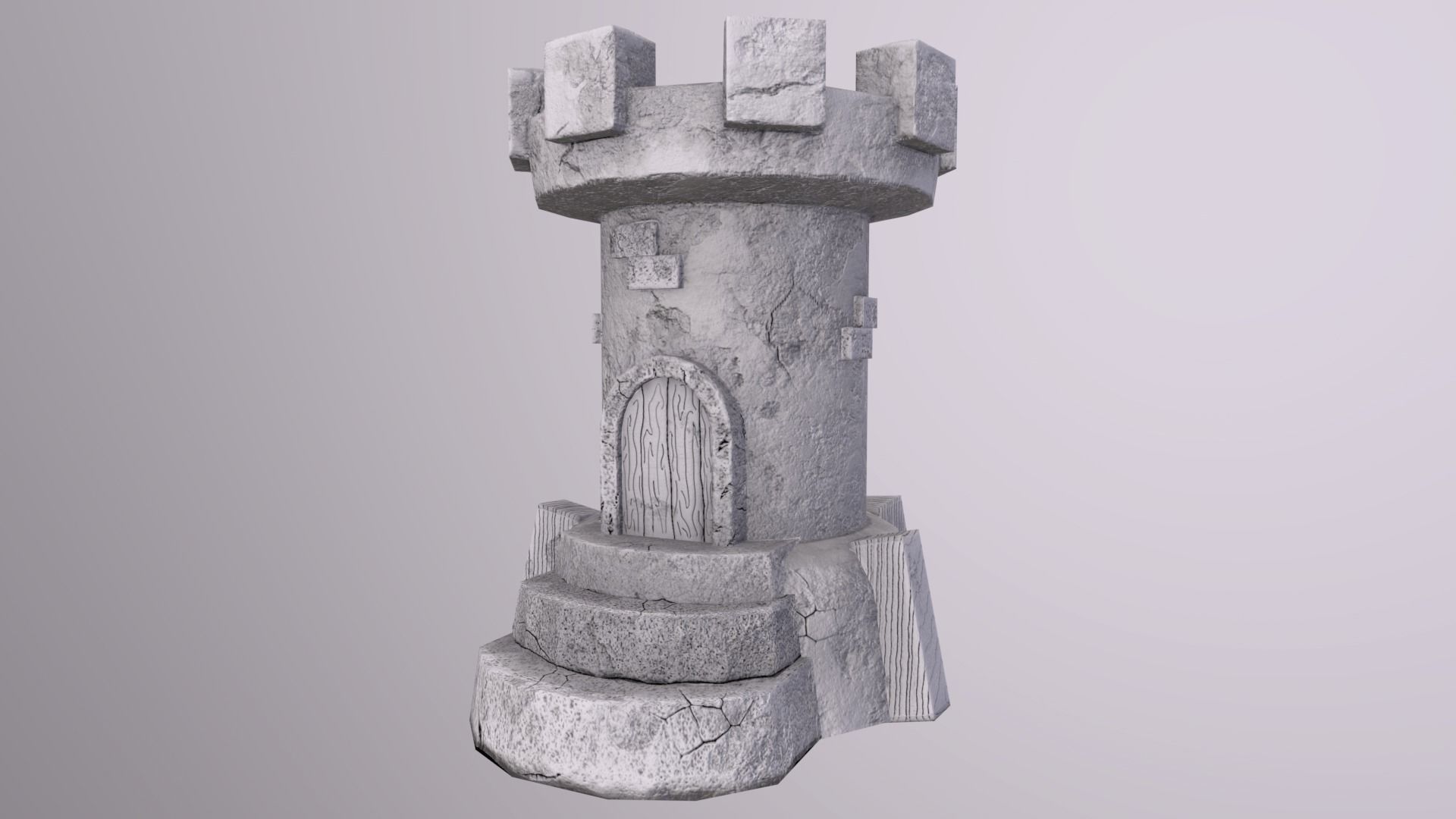 Old Tower for game Low-poly 3D model_17