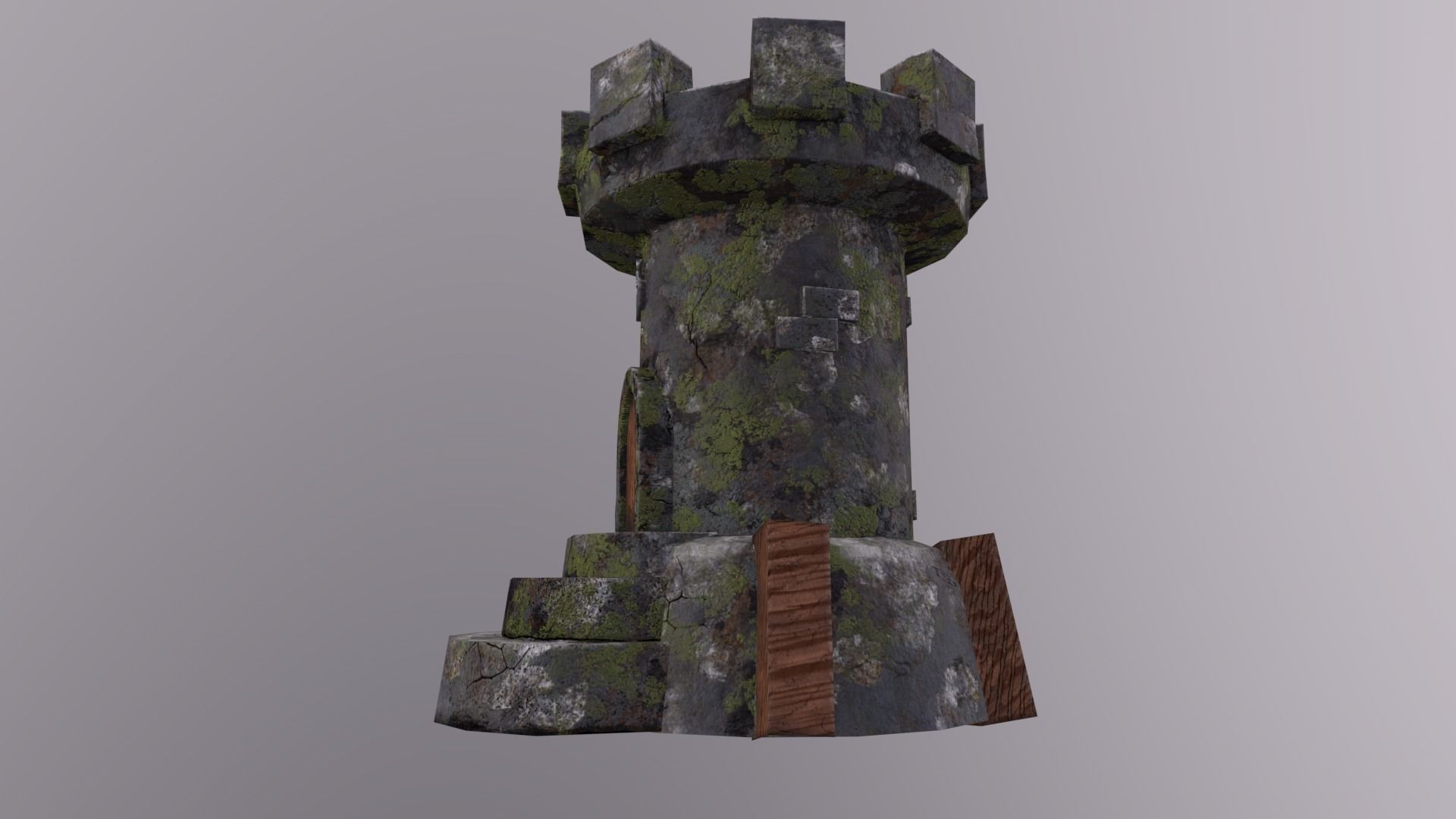 Old Tower for game Low-poly 3D model_9