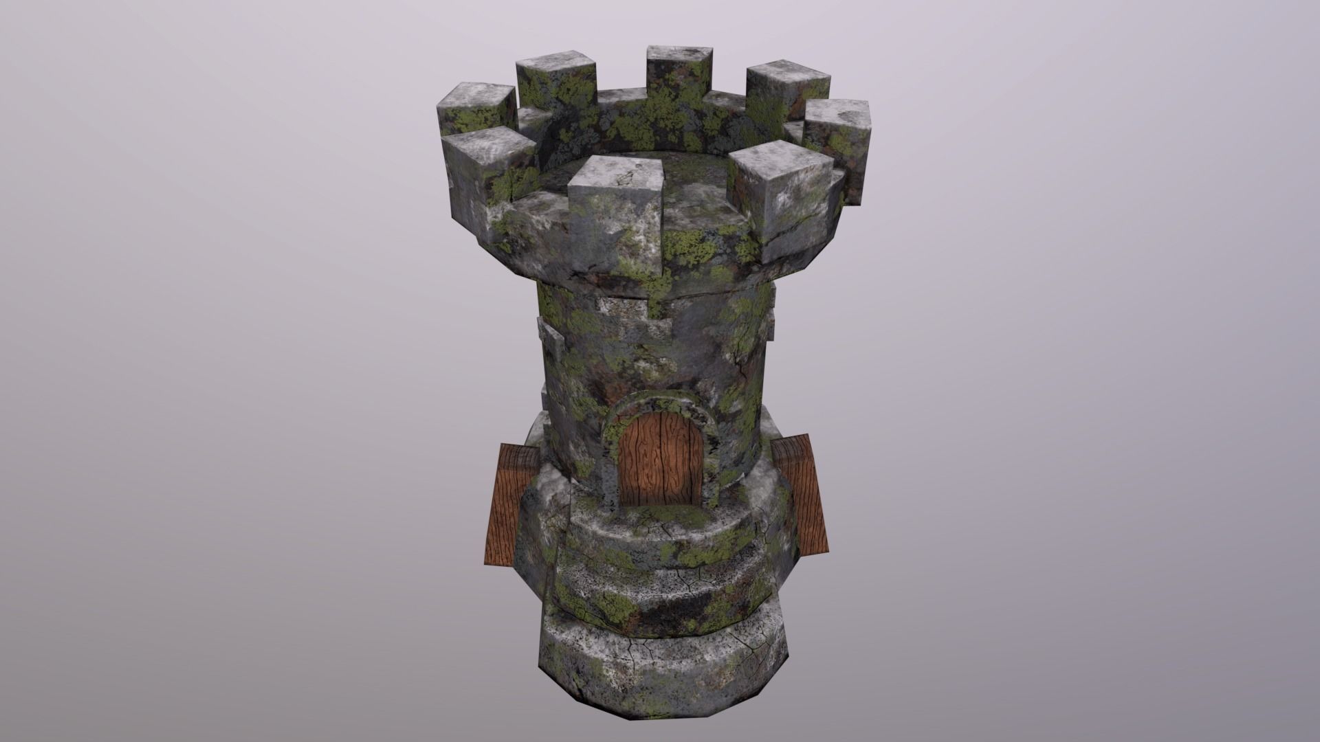 Old Tower for game Low-poly 3D model_4