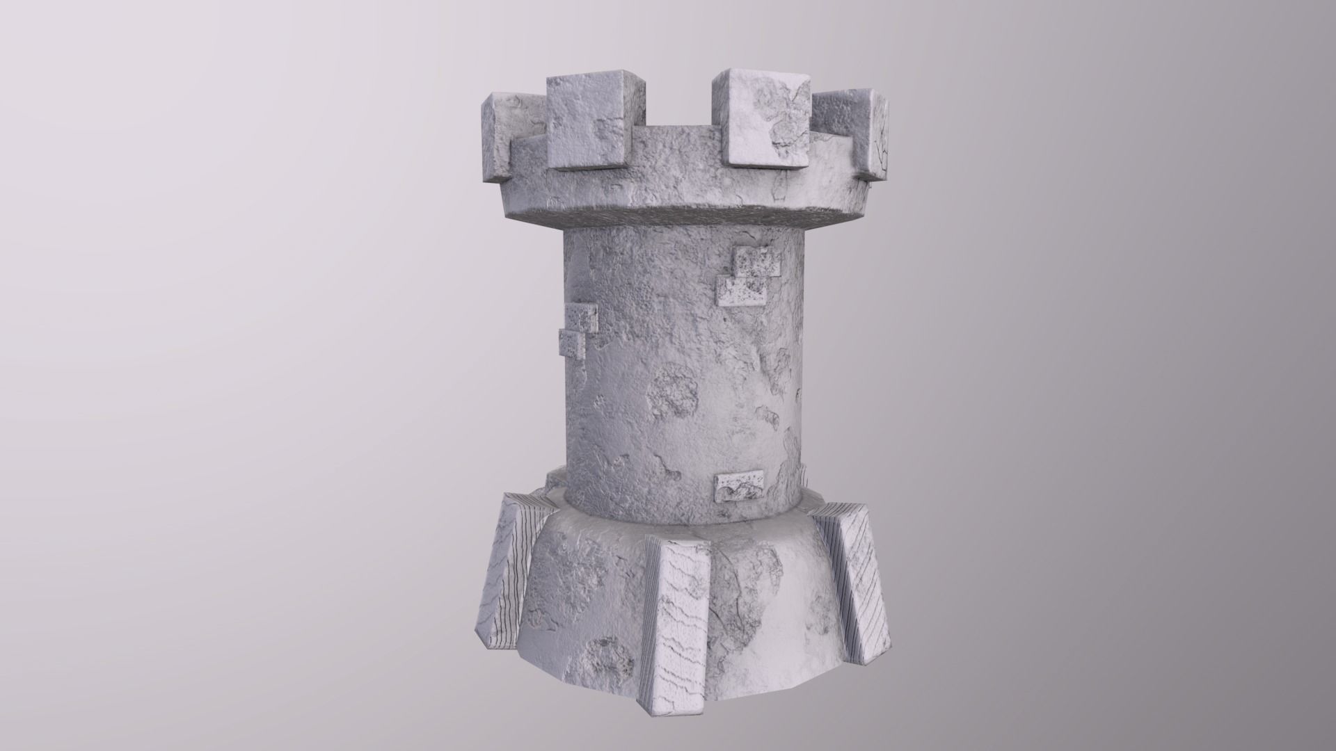 Old Tower for game Low-poly 3D model_18