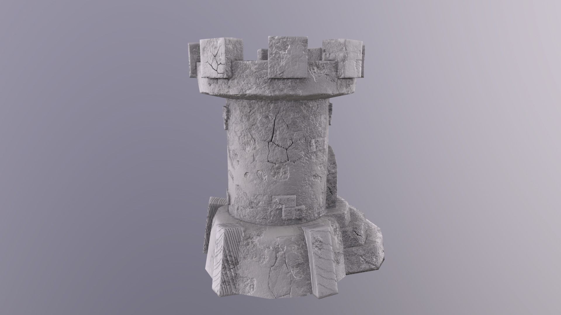Old Tower for game Low-poly 3D model_16