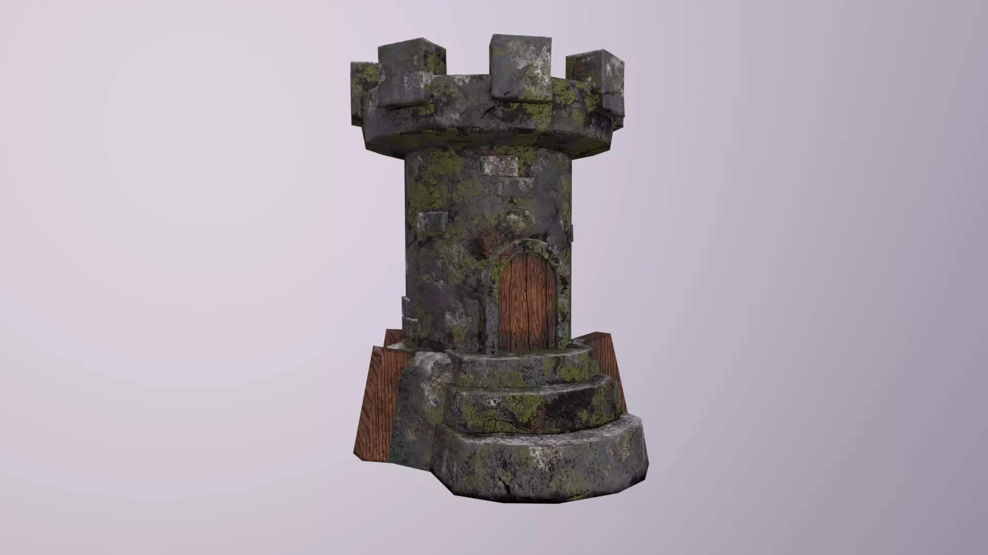 Old Tower for game Low-poly 3D model_0