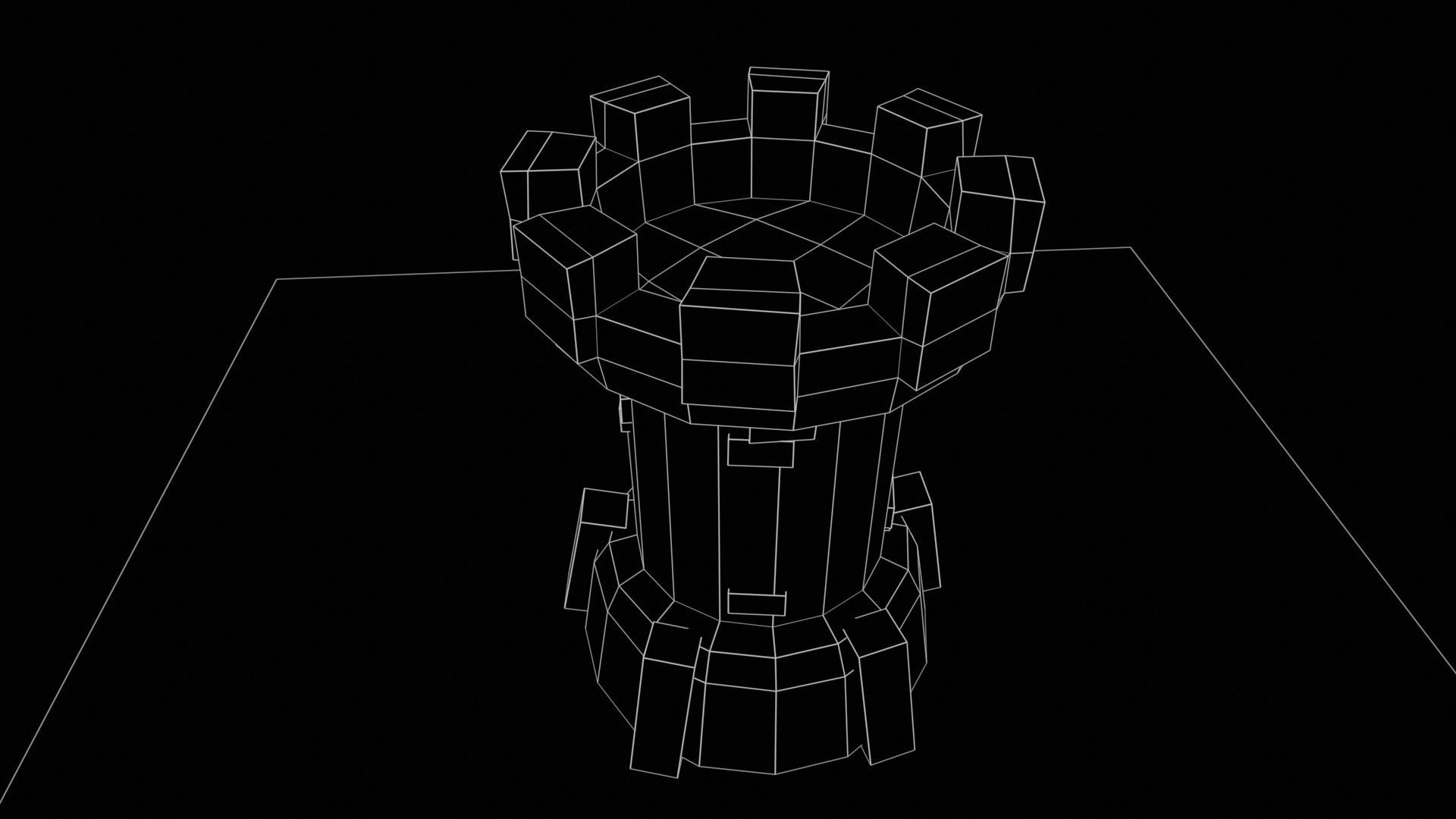 Old Tower for game Low-poly 3D model_27