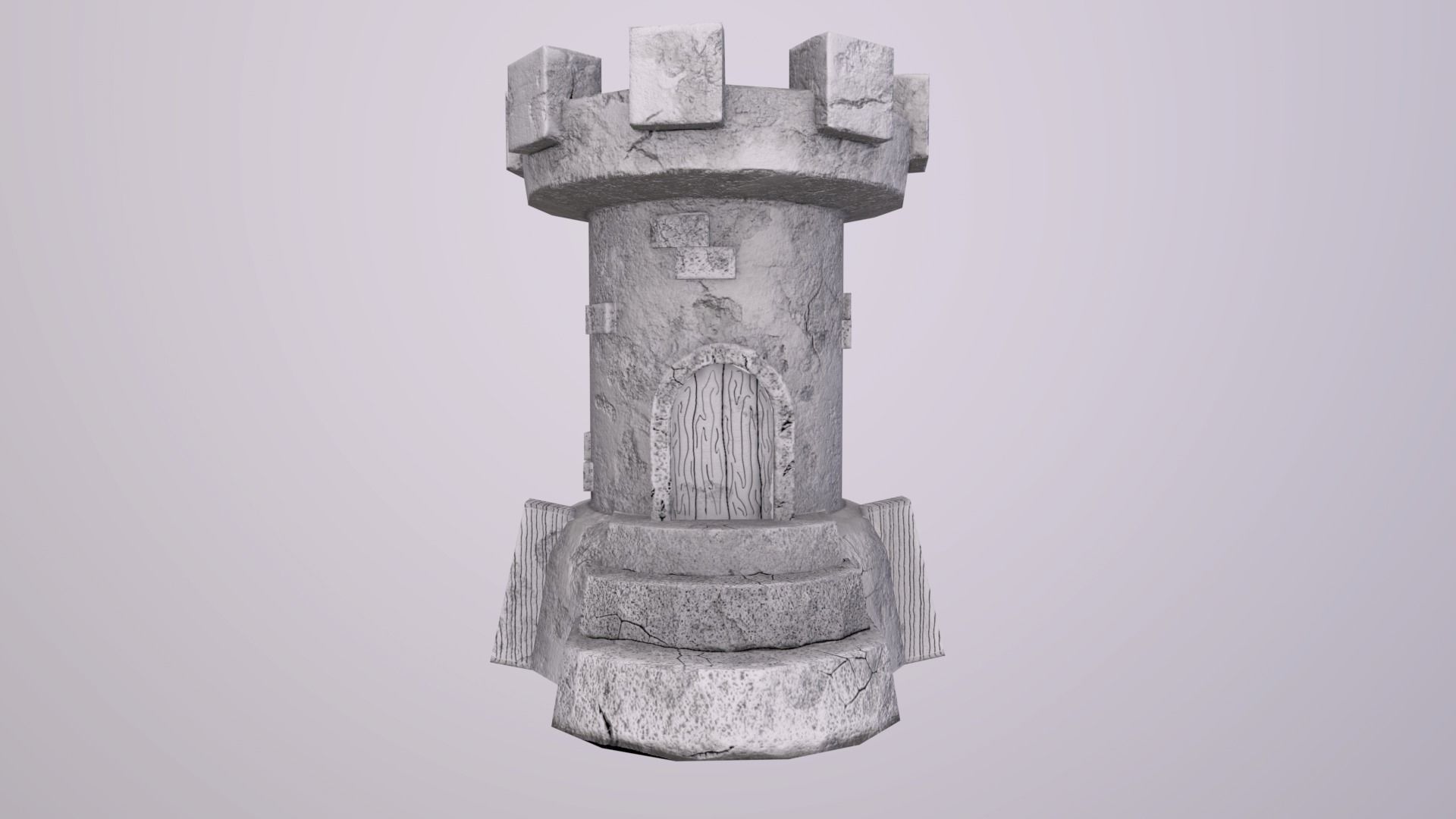 Old Tower for game Low-poly 3D model_19