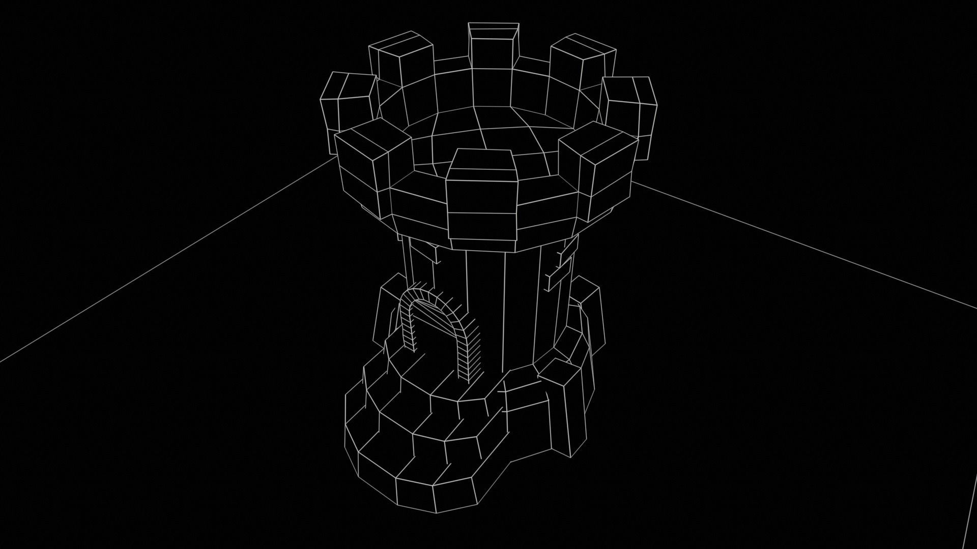 Old Tower for game Low-poly 3D model_21