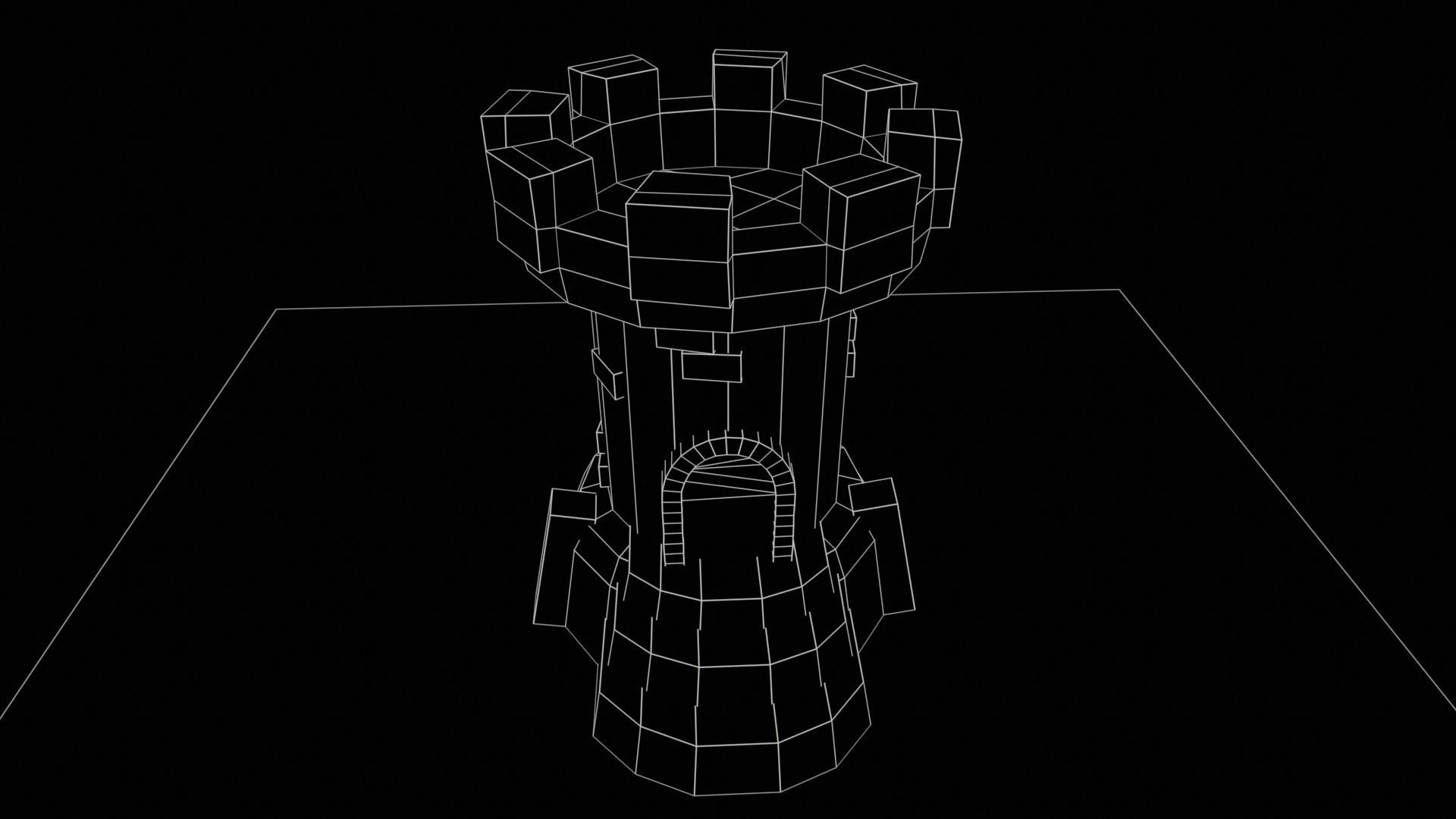 Old Tower for game Low-poly 3D model_22
