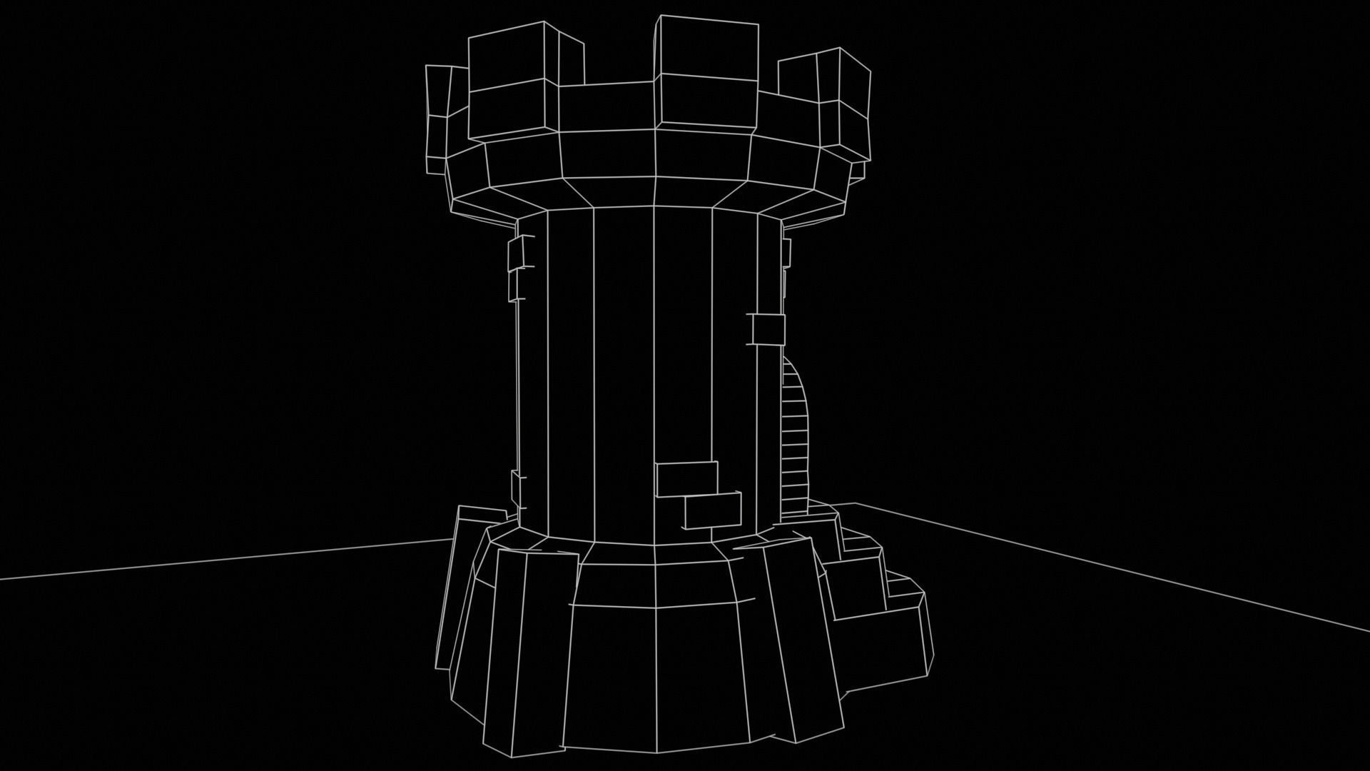 Old Tower for game Low-poly 3D model_25
