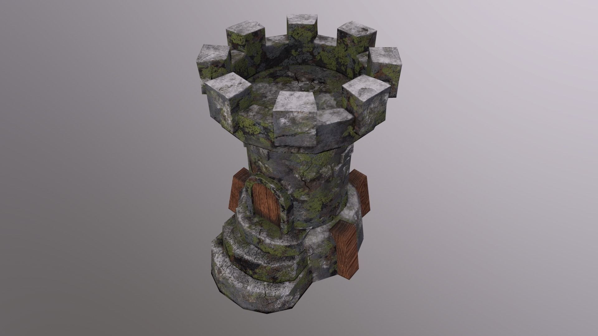 Old Tower for game Low-poly 3D model_3