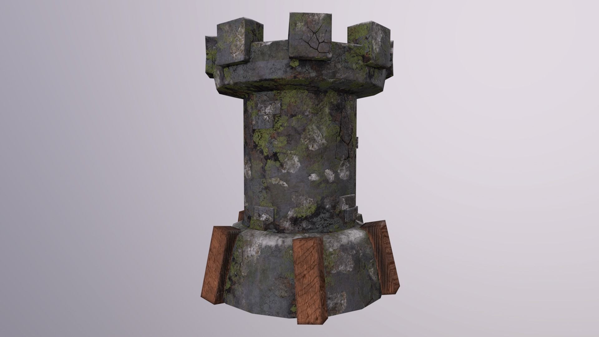 Old Tower for game Low-poly 3D model_7