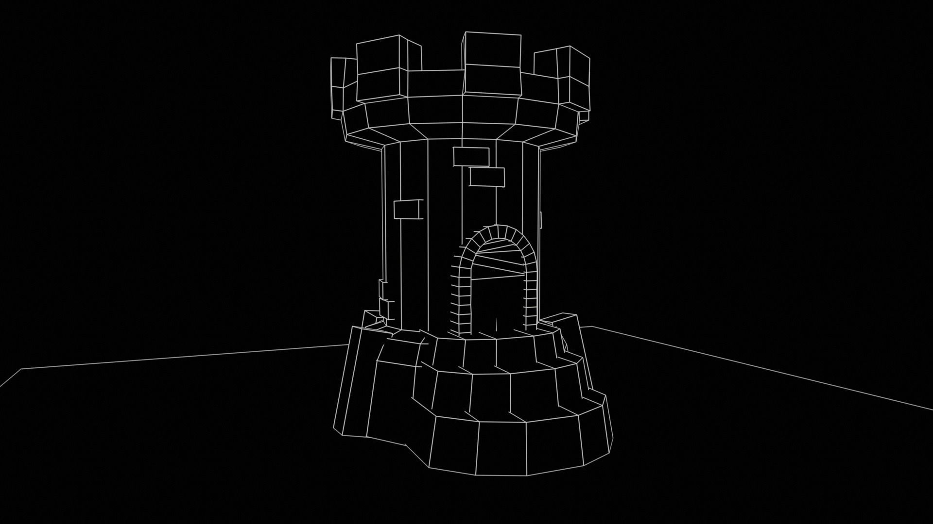 Old Tower for game Low-poly 3D model_23