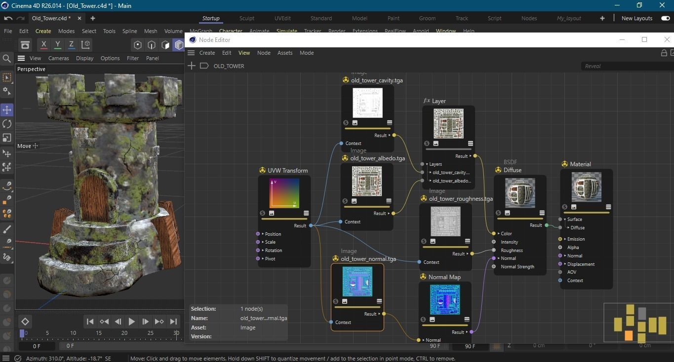 Old Tower for game Low-poly 3D model_11