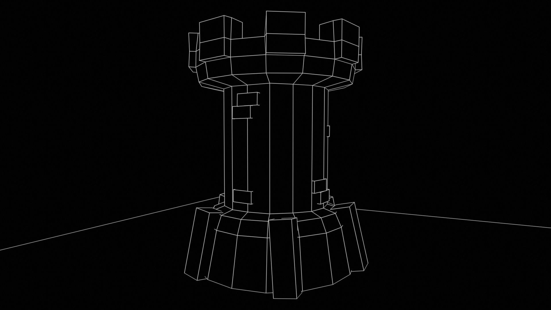 Old Tower for game Low-poly 3D model_26