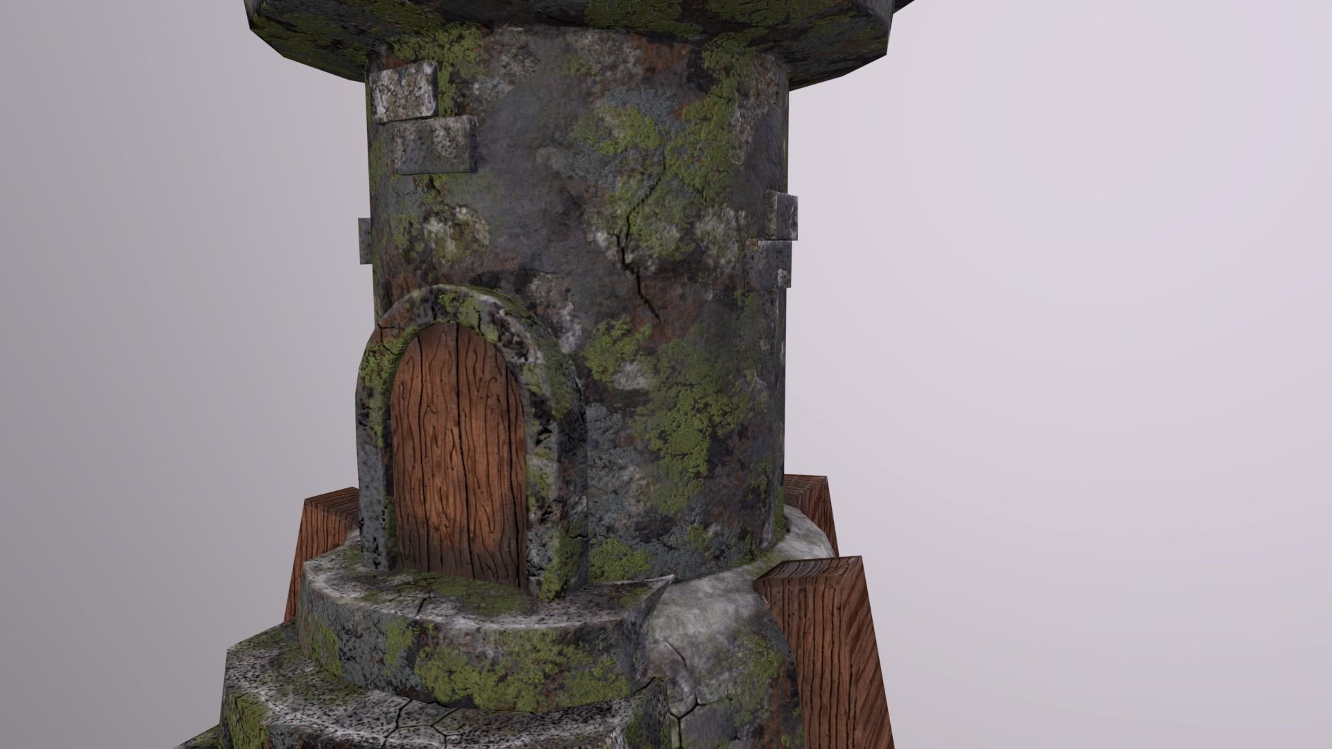 Old Tower for game Low-poly 3D model_5