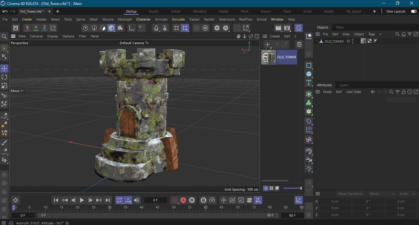 Old Tower for game Low-poly 3D model_10