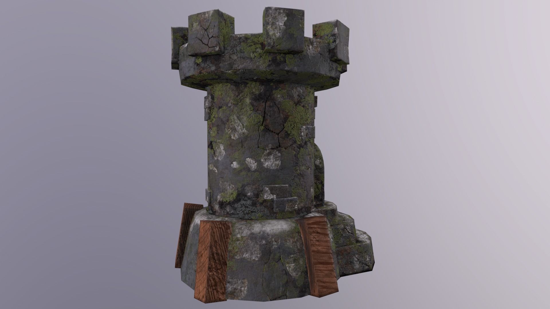 Old Tower for game Low-poly 3D model_6