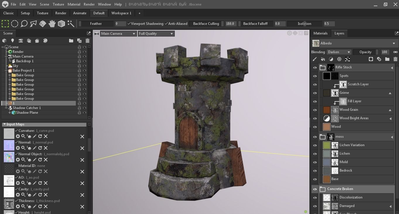 Old Tower for game Low-poly 3D model_14