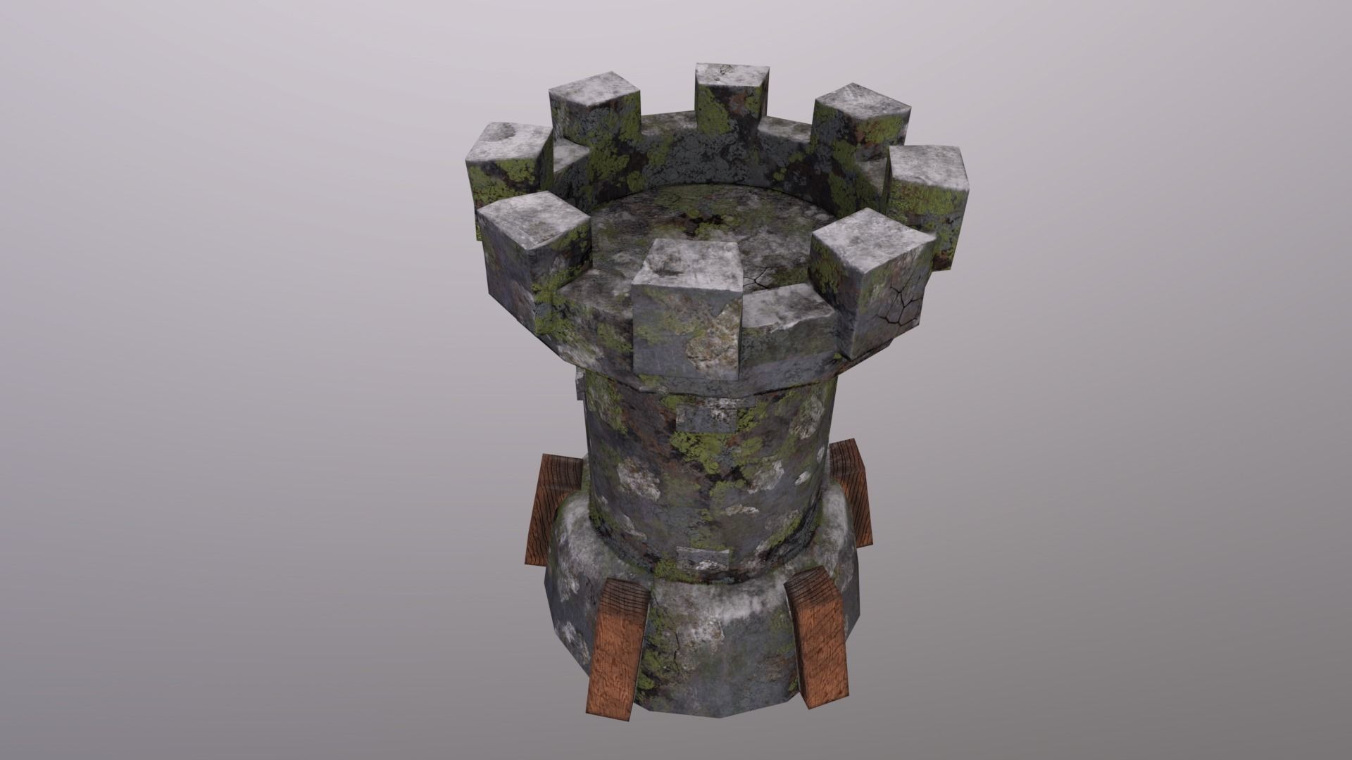 Old Tower for game Low-poly 3D model_8