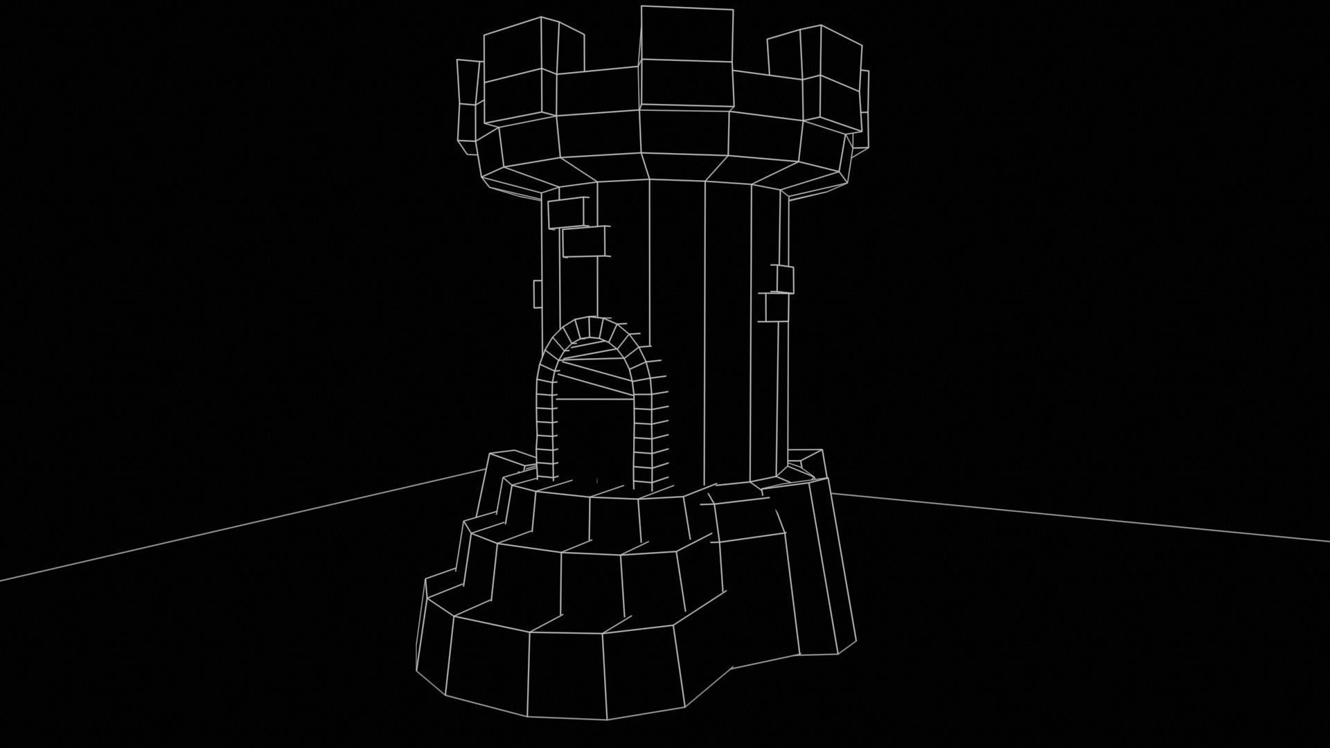 Old Tower for game Low-poly 3D model_20