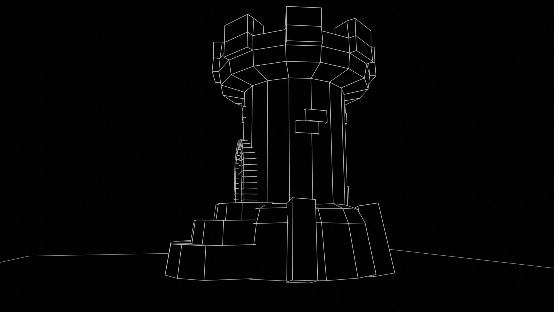 Old Tower for game Low-poly 3D model_28