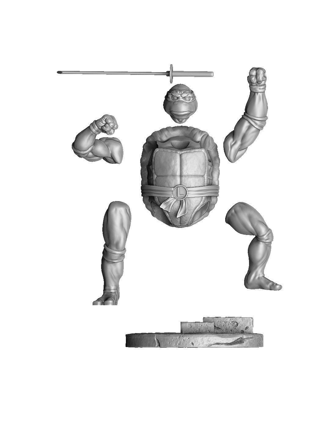 SET NINJA TURTLES 1987 FOR 3D PRINT 3D print model_46