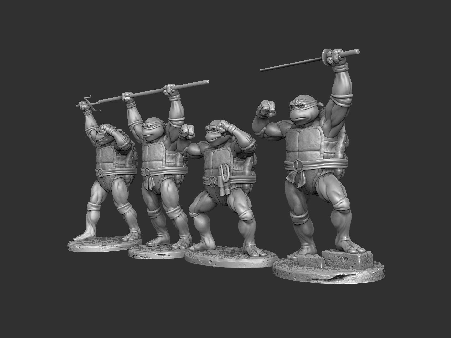 SET NINJA TURTLES 1987 FOR 3D PRINT 3D print model_25