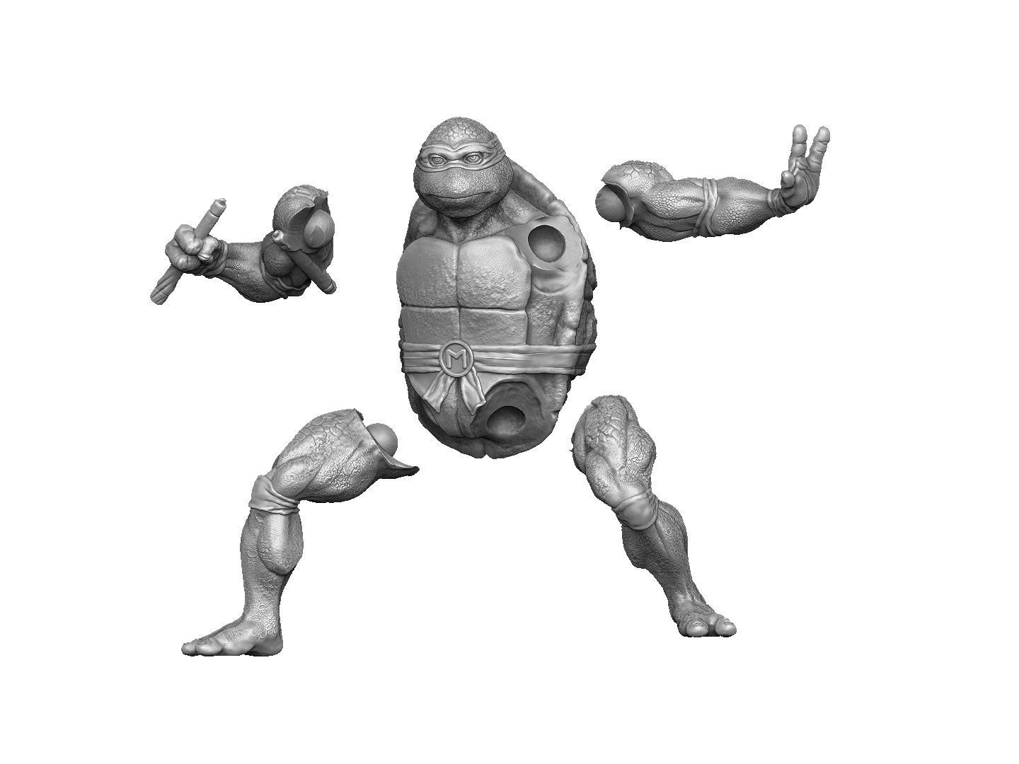 SET NINJA TURTLES 1987 FOR 3D PRINT 3D print model_138