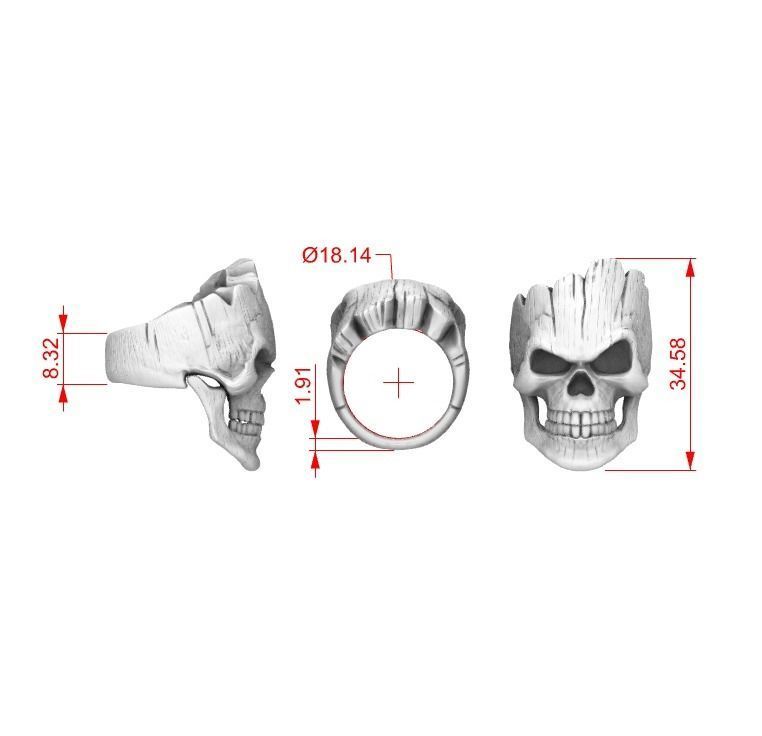 Angry Groot Ring 3D Model For Silver and Gold Casting Stl print 3D print model_4