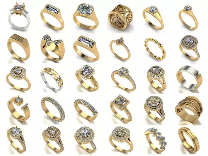 Huge collection of designed rings for manufacturing - 60 pieces