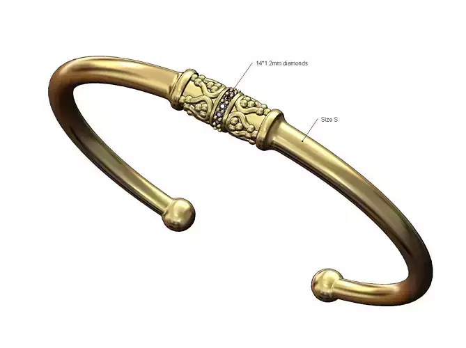 Diamond beaded crown horn cuff bracelet