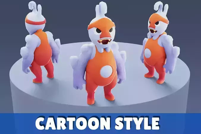 Cartoon Characters - Big Wrestler Warrior Low-poly 3D model