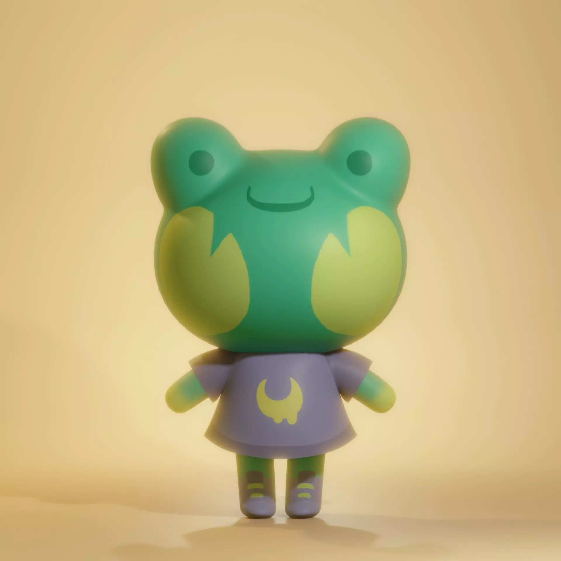 Frog-cartoon version with clothes Low-poly 3D model
