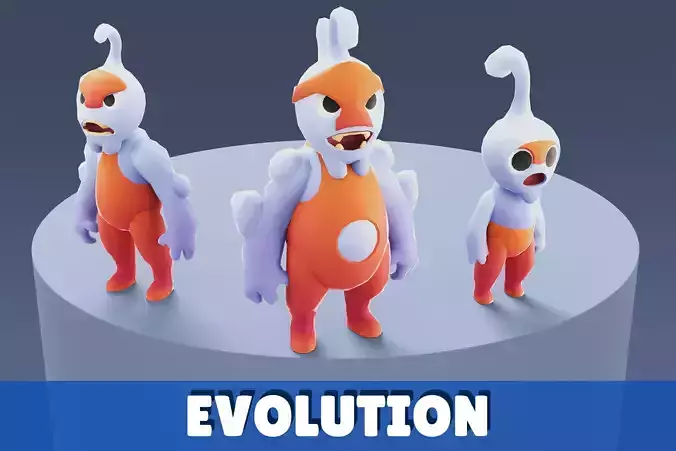 Cartoon Characters - Evolution Wrestler Warrior Low-poly 3D model