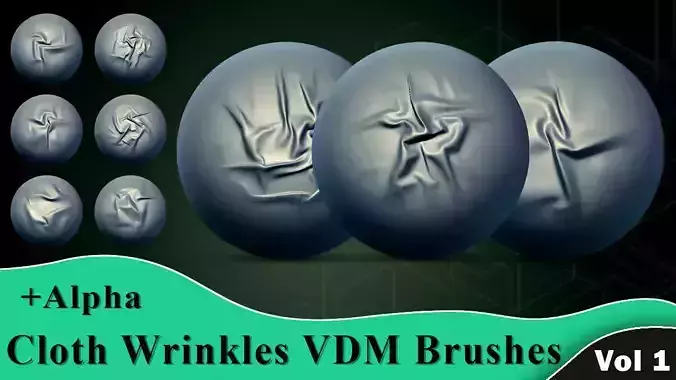 Cloth Wrinkles VDM Brushes and  Alpha Vol 1