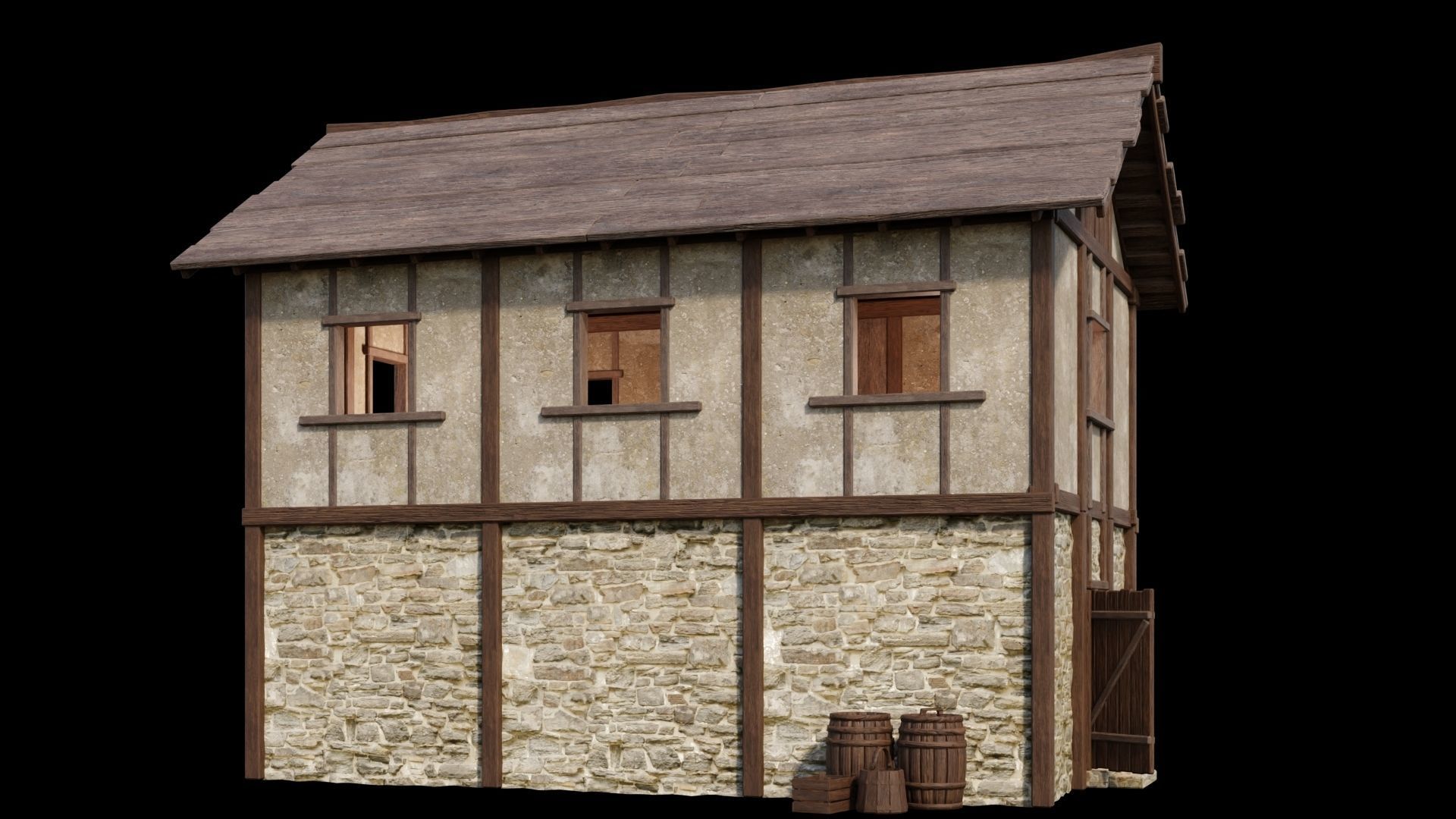 Medieval House 04 - 4K Textures Game Ready Low-poly 3D model_9