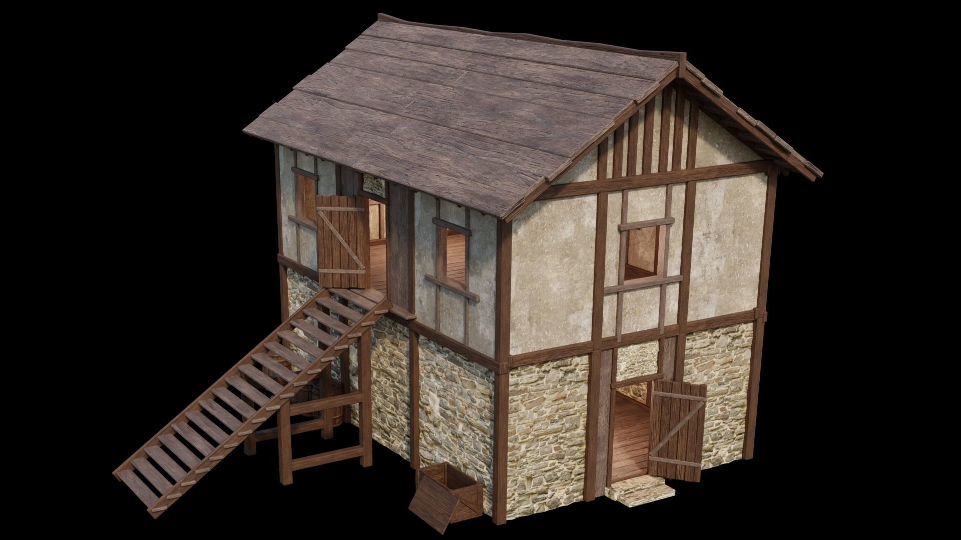 Medieval House 04 - 4K Textures Game Ready Low-poly 3D model_11